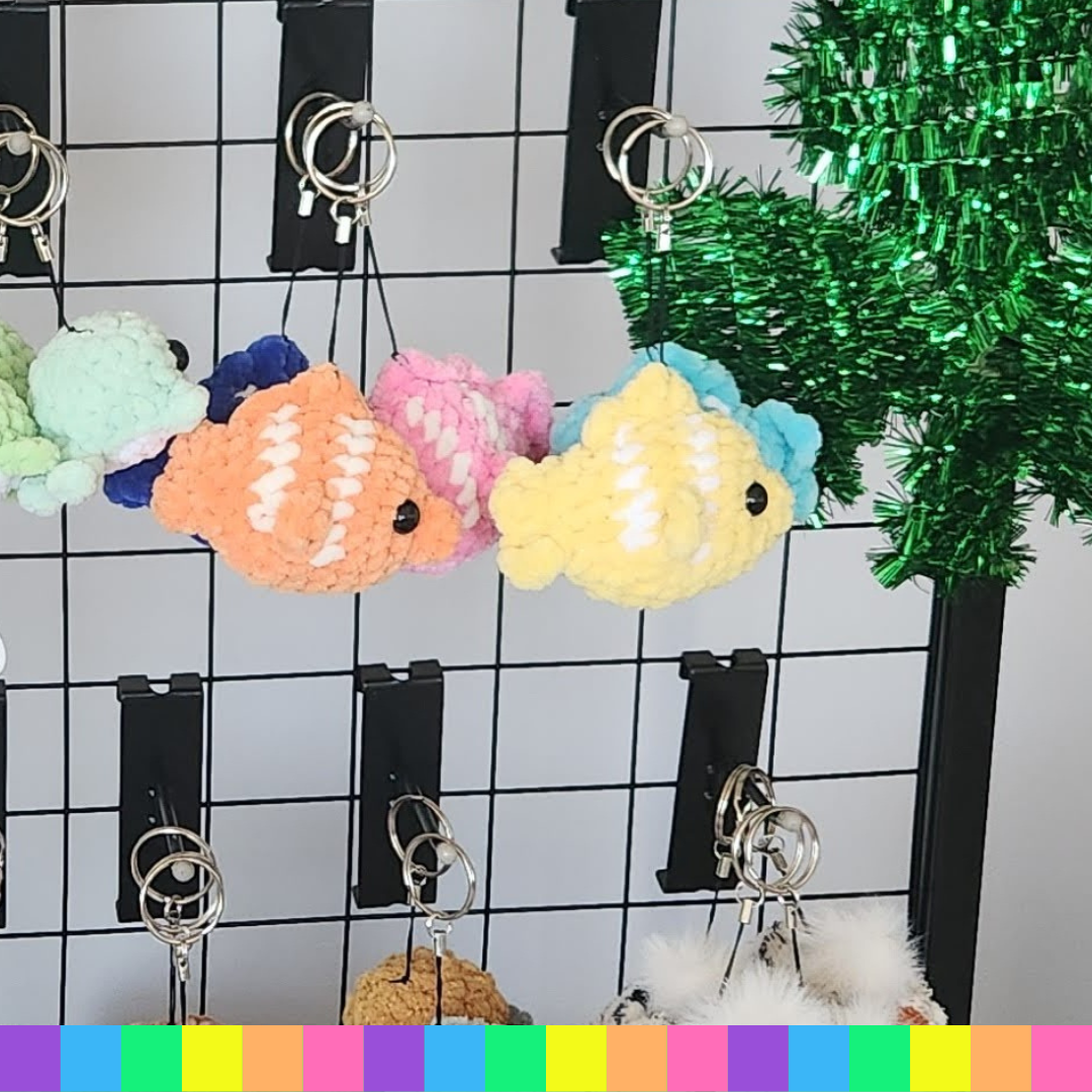 Crocheted fish keychain