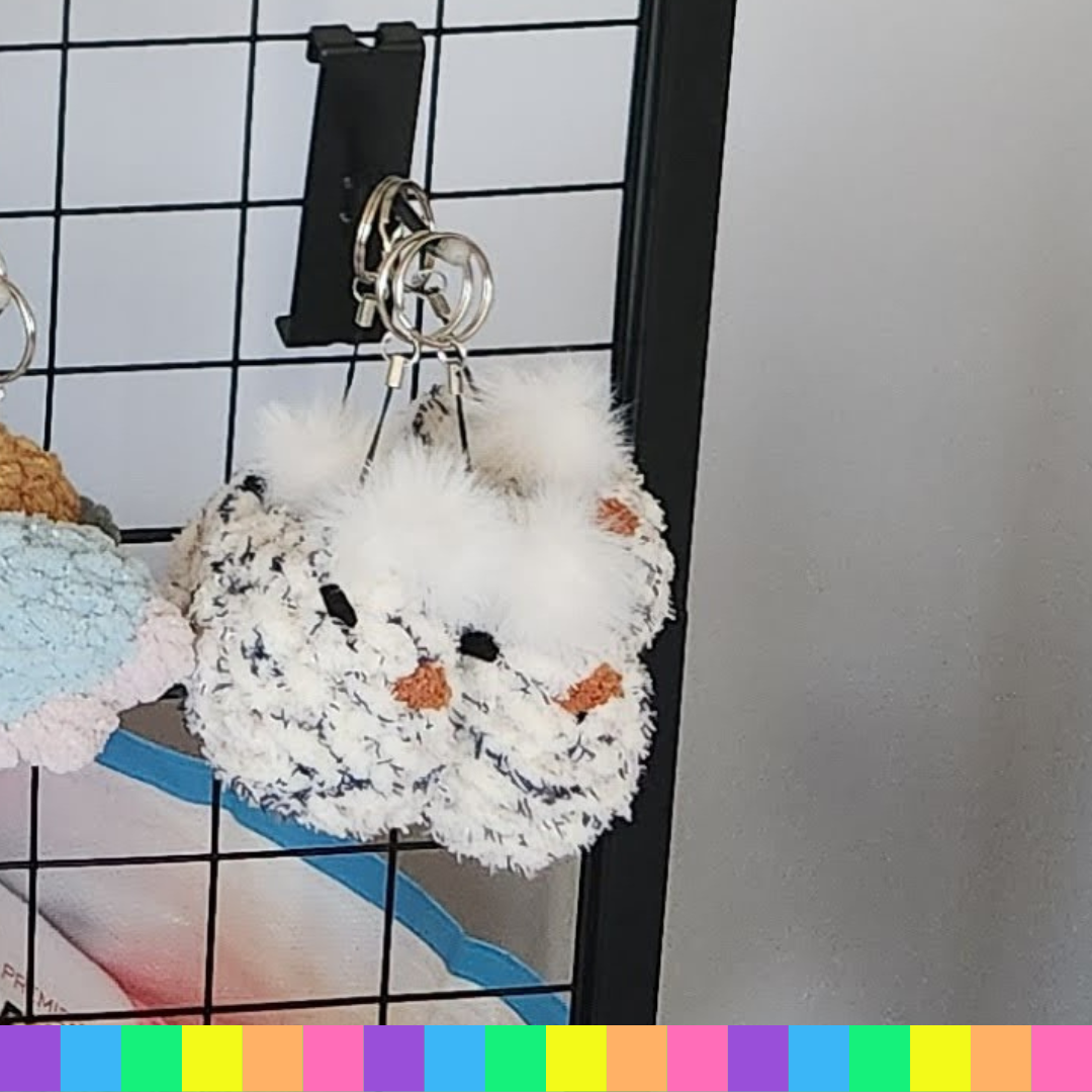 Crocheted baby chick keychain