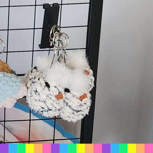 Crocheted baby chick keychain